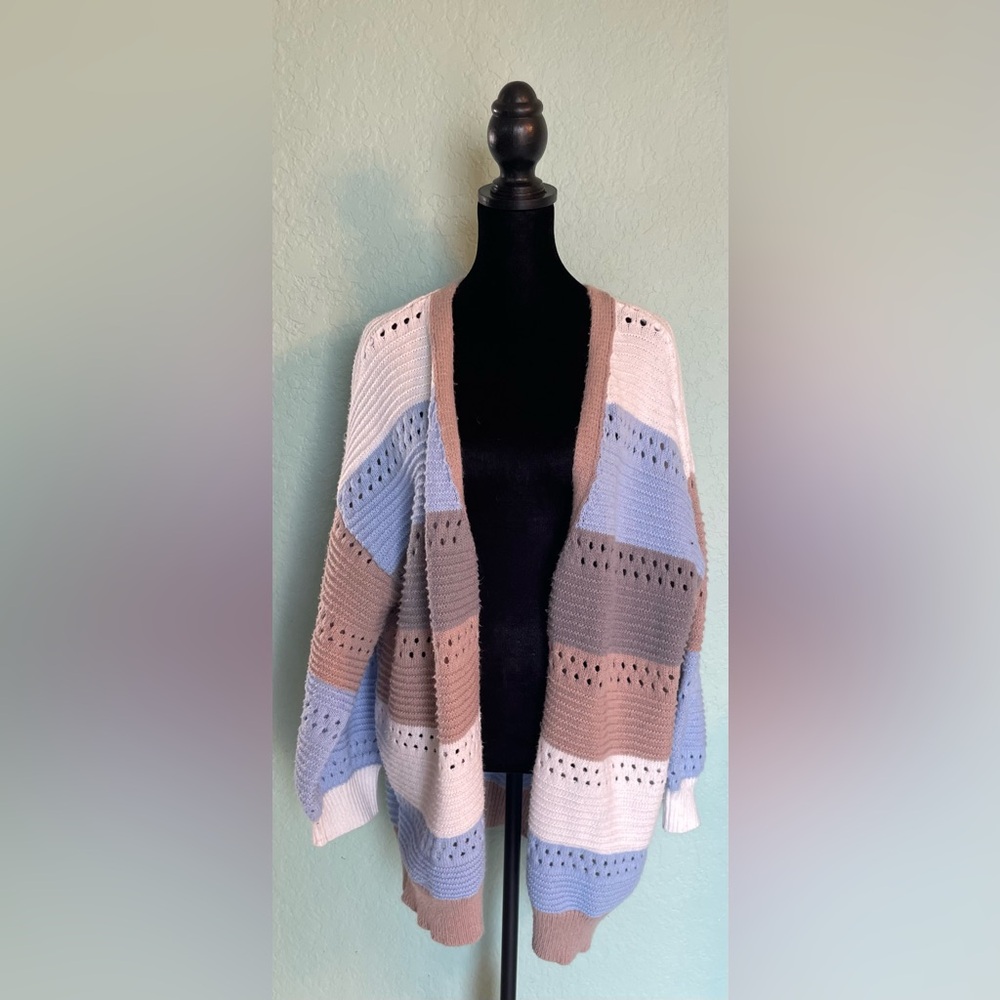 Colorblock Knit Cardigan Sweater